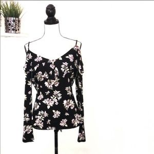 Floral cold shoulder top